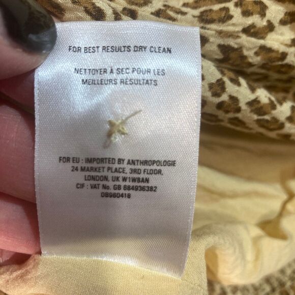 Anthropologie Dress 4 Cheetah Fit/Flare Full Button Flutter Sleeve Cottagecore - Picture 8 of 11